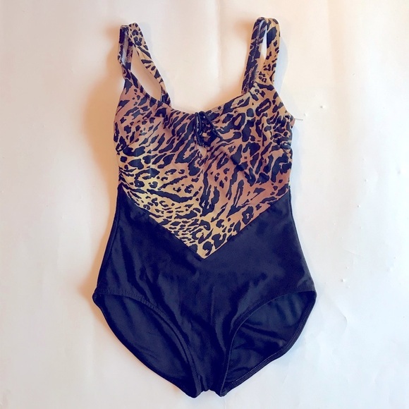 Vintage 90s Léopard Print Swimsuit One Piece M - Picture 1 of 7